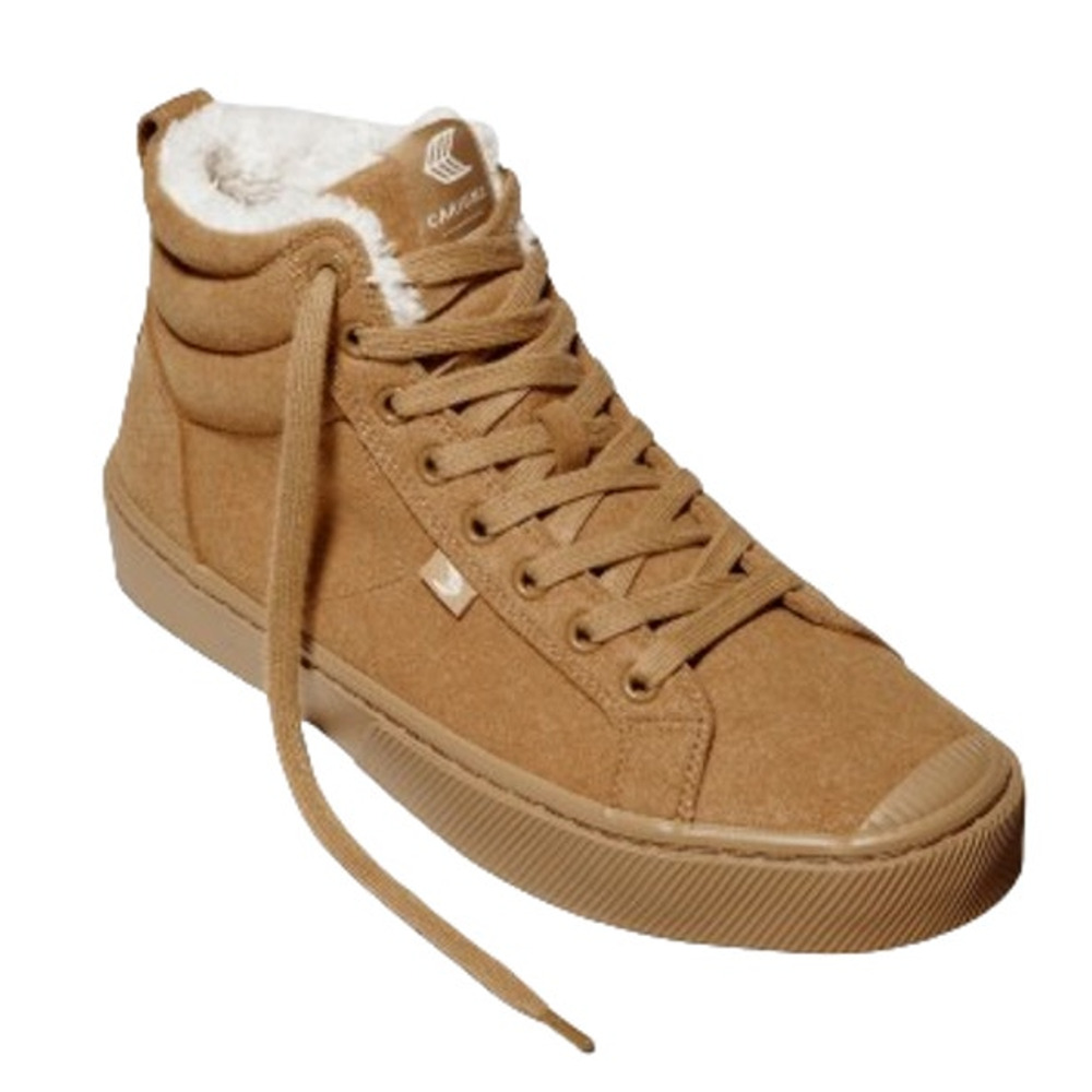 Cariuma Women's OCA Therma High Suede Boots Size 7 Tan Caramel Shearling NIB